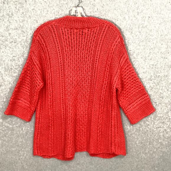 Eddie Bauer 100% Linen Open Knit Sweater Size M Crochet Cardigan Vintage - Picture 6 of 13